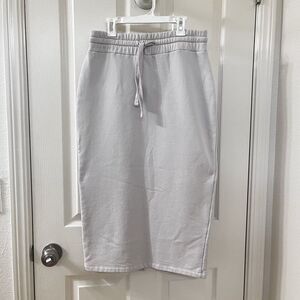 Zara Women’s Fleece Plush Drawstring Elastic Waist Midi Slitted Skirt Size Large